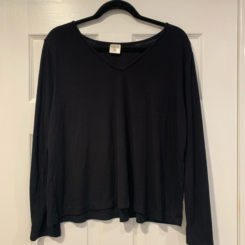 Soma V-Neck Ribbed Long Sleeve T-shirt